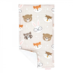 Toalla de lactancia con estampado Animales cuadrícula en petitmandarina.com