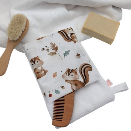 Manopla baño bebé Ardillas en petitmandarina.com