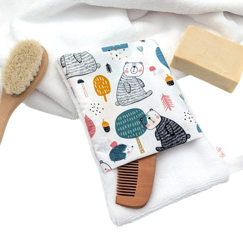 Manopla baño bebé Bosque Osos en petitmandarina.com
