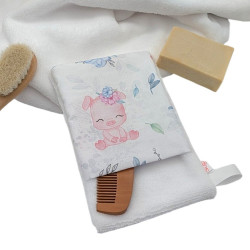 Manopla baño bebé Cerditos Flor en petitmandarina.com