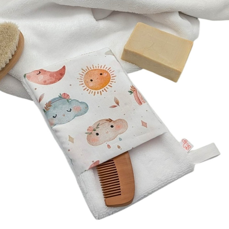 Manopla baño bebé Cielo boho Flor en petitmandarina.com