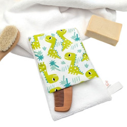 Manopla baño bebé Dinos Verde en petitmandarina.com