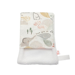 Manopla baño bebé Elefantes dulce en petitmandarina.com