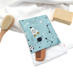 Manopla baño bebé Espacio Azul en petitmandarina.com