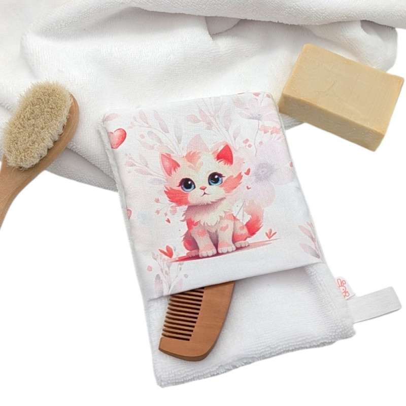 Manopla baño bebé Gatitos acuarela en petitmandarina.com