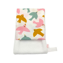Manopla baño bebé Pájaros en petitmandarina.com