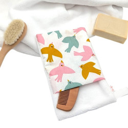 Manopla baño bebé Pájaros en petitmandarina.com