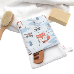 Manopla baño bebé Zorrito tipi azul en petitmandarina.com