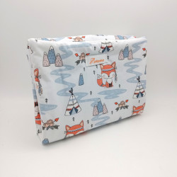 Cambiador de paseo acolchado estampado zorrito tipi azul en petitmandarina.com