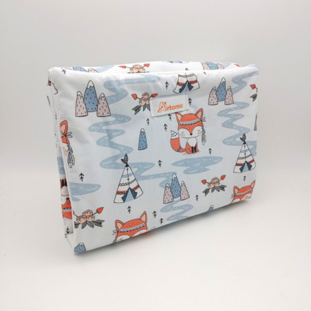 Cambiador de paseo acolchado estampado zorrito tipi azul en petitmandarina.com