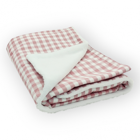 Manta arrullo para bebe estampado Vichy rose en petitmandarina.com