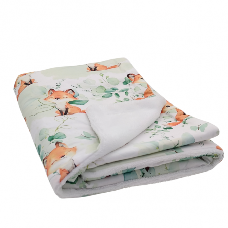 Manta arrullo para bebe estampado zorritos verde en petitmandarina.com