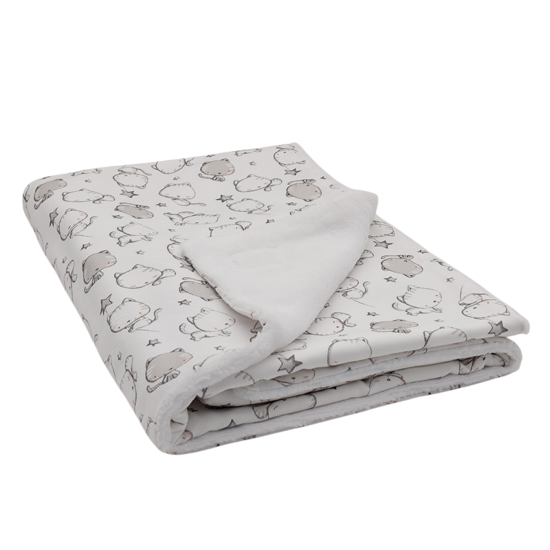 Manta arrullo para bebe estampado gatitos gris en petitmandarina.com