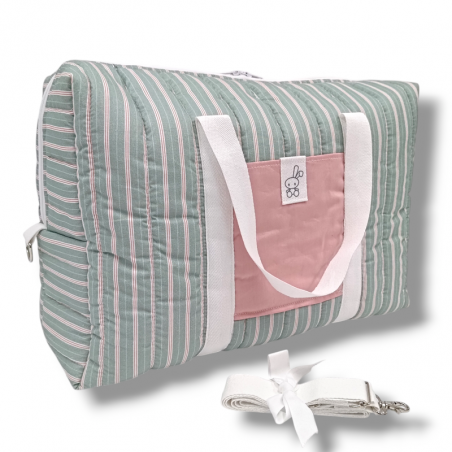 Bolsa de maternidad y fin de semana estampado rayas dusty en www.petitmandarina.com