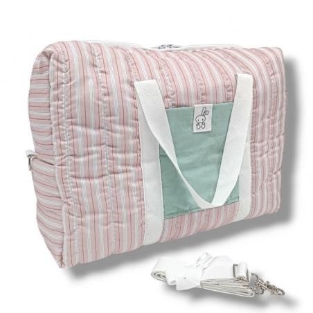Bolsa de maternidad y fin de semana estampado rayas old rose en www.petitmandarina.com