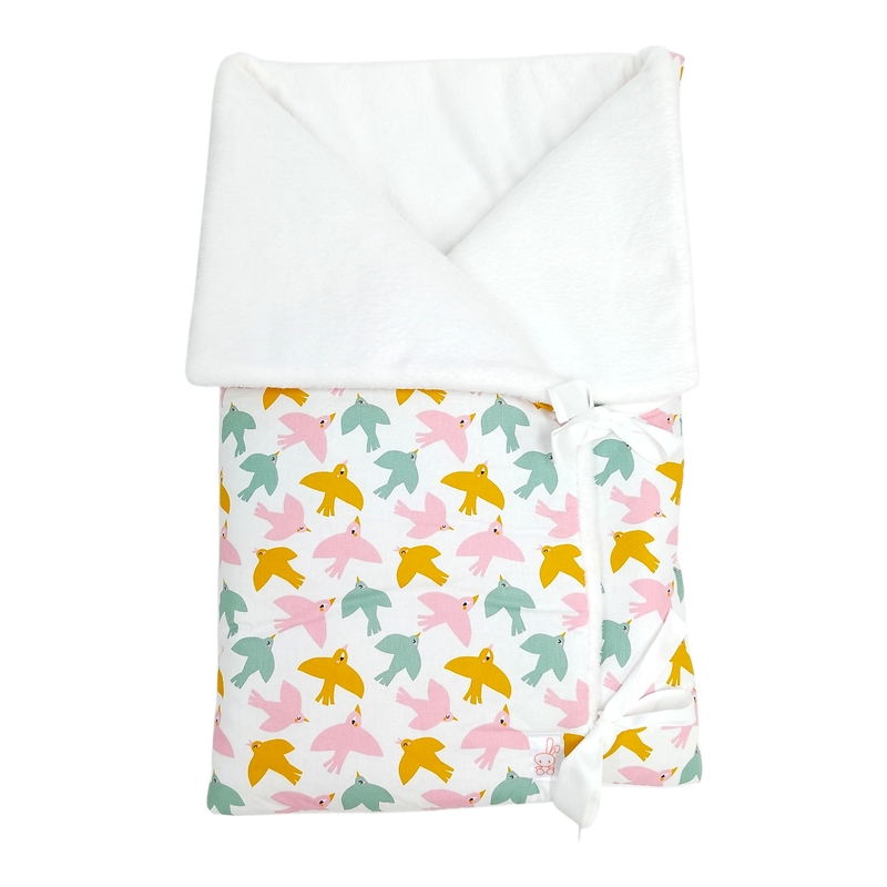 Saco para bebe convertible en manta estampado pájaros en petitmandarina.com