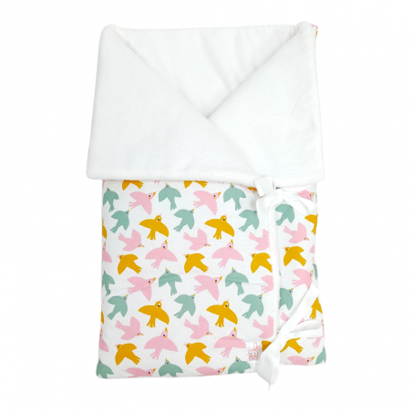 Saco para bebe convertible en manta estampado pájaros en petitmandarina.com