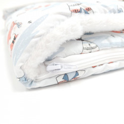 Saco para bebe convertible en manta estampado zorrito tipi azul en petitmandarina.com