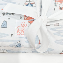 Saco para bebe convertible en manta estampado zorrito tipi azul en petitmandarina.com