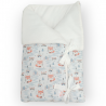 Saco para bebe convertible en manta estampado zorrito tipi azul en petitmandarina.com