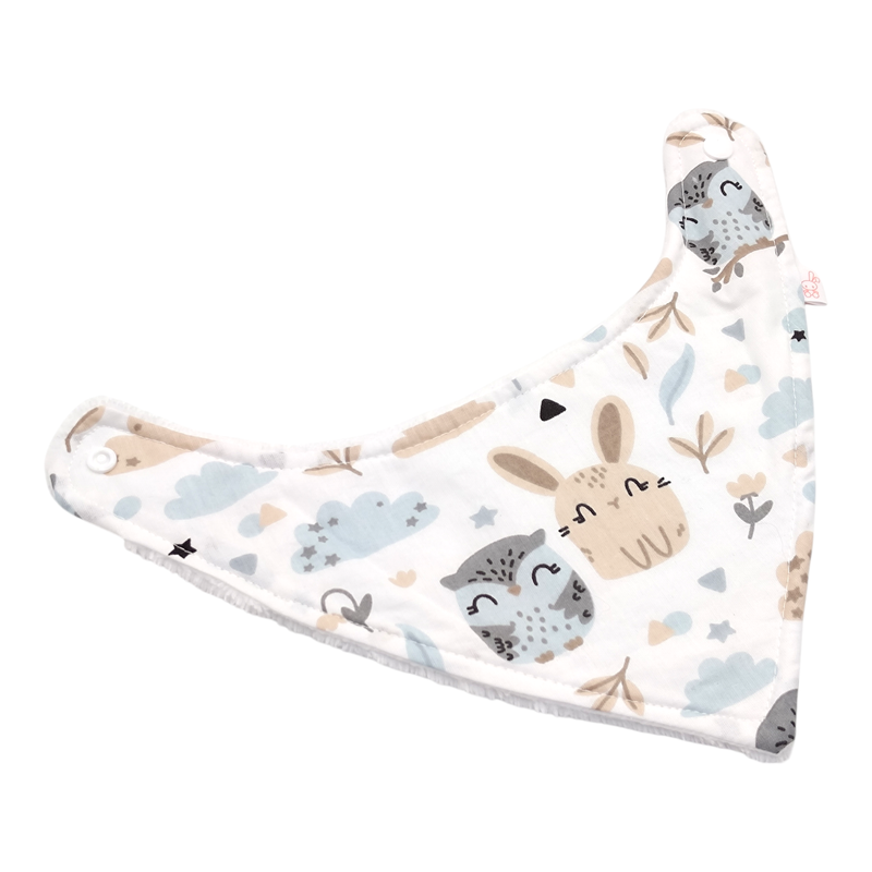 Babero bandana bebé estampado  y conejos en petitmandarina.com