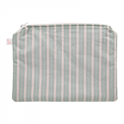 Neceser plano impermeable estampado rayas dusty mint en petitmandarina.com