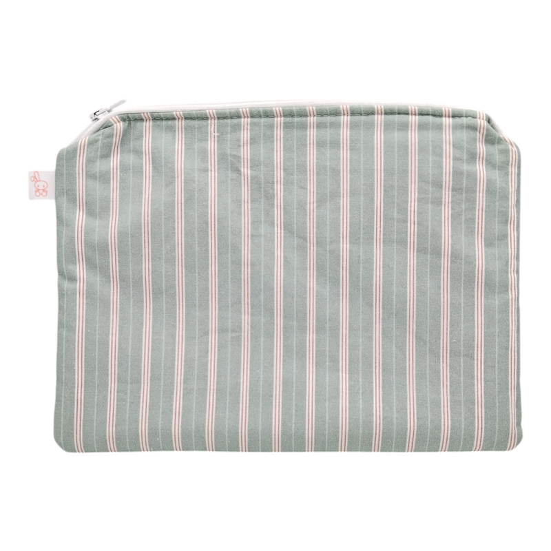 Neceser plano impermeable estampado rayas dusty mint en petitmandarina.com