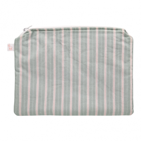 Neceser plano impermeable estampado rayas dusty mint en petitmandarina.com
