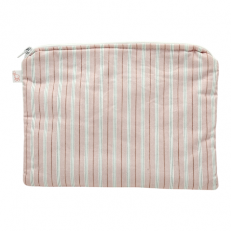 Neceser plano impermeable estampado rayas old rose en petitmandarina.com