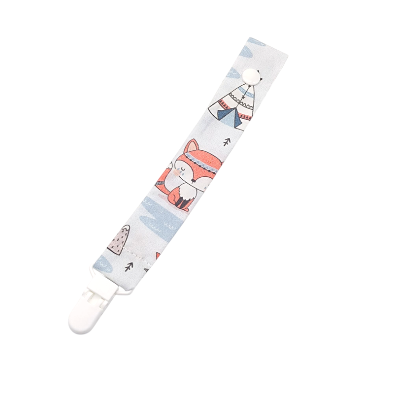 Chupetero estampado  Zorrito tipi azul en petitmandarina.com