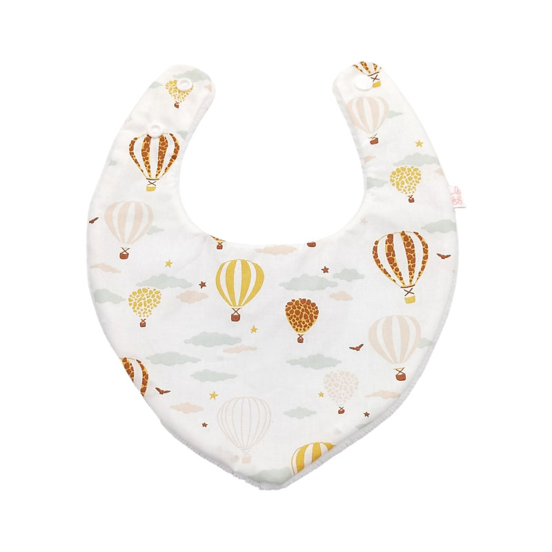 Babero bandana bebé estampado globos aerostáticos en petitmandarina.com