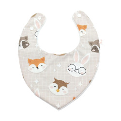 Babero bandana bebé estampado Animales cuadrícula en petitmandarina.com