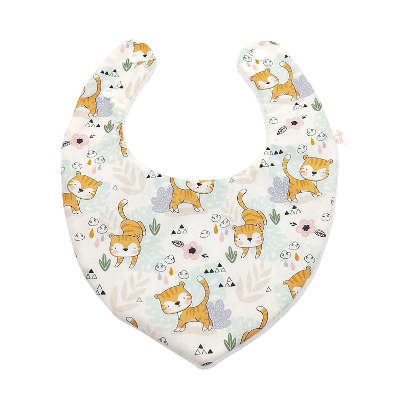 Babero bandana bebé estampado Tigres en petitmandarina.com